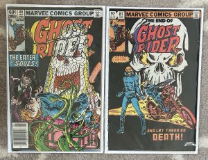 Ghost Rider Series 1 Marvel #80 VG+ + #81 Fine Last Issue 1983 Johnny Blaze
