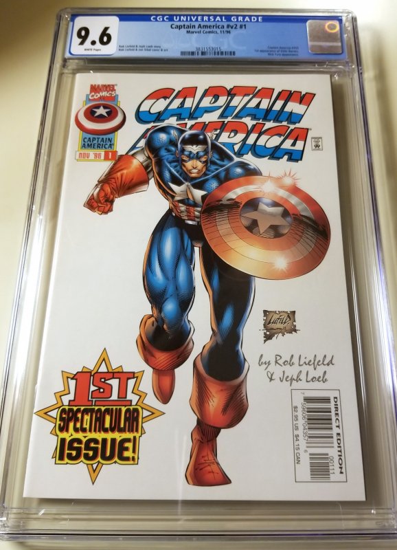 Captain America #1 (1996) CGC 9.6 WP Rob Liefeld 1st Rikki Barnes FREE SHIPPING