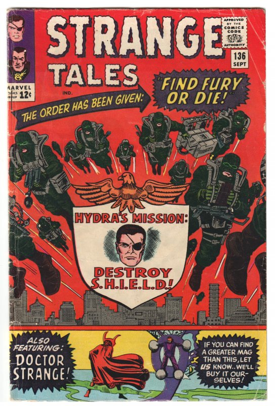 Strange Tales #136 (1965) 2nd appearance Nick Fury, Agent of SHIELD