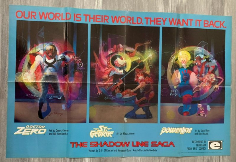 1988 THE SHADOW LINE SAGA 34x22 Comic Promo Poster FN+ 6.5 Bill Sienkiewicz