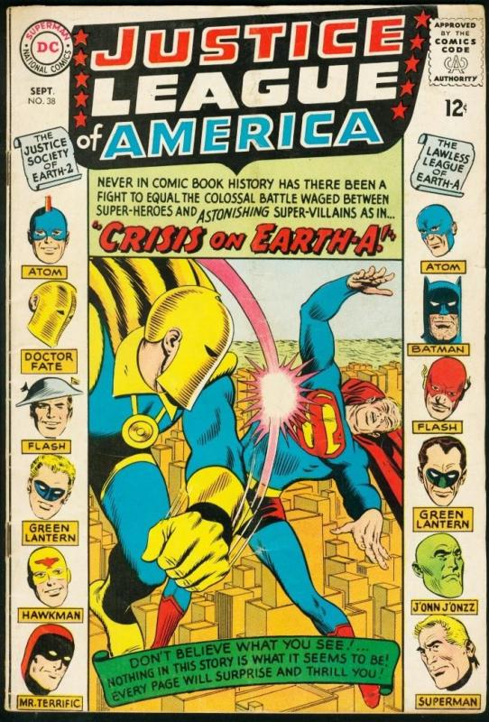 JUSTICE LEAGUE OF AMERICA #38-1965-BATMAN/SUPERMAN VG/FN