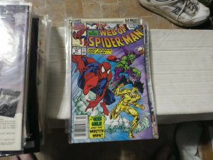 Web of spider-man # 66 1990 marvel green goblin +molten man tombstone 