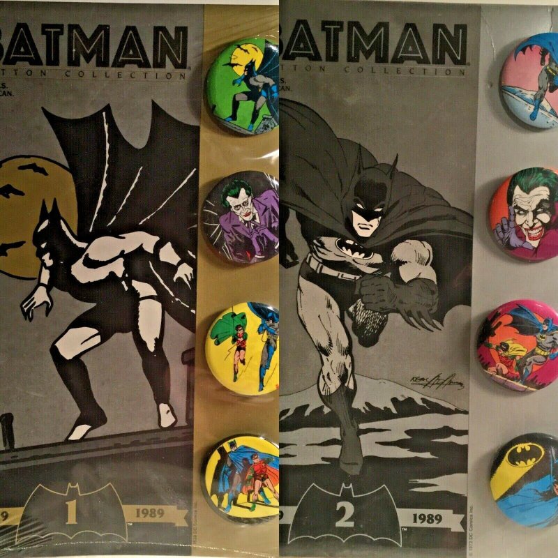 BATMAN Button Collection Set 1 & 2 (1939-1989)  NEW NUMBERED SEALED LOT Of 2 