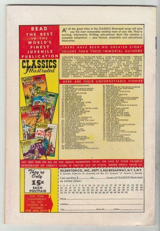 Classics Illustrated #91 (Jan-52) VF High-Grade 