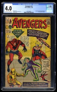 Avengers #2 CGC VG 4.0 Off White to White 1st Space Phantom! Hulk leaves!