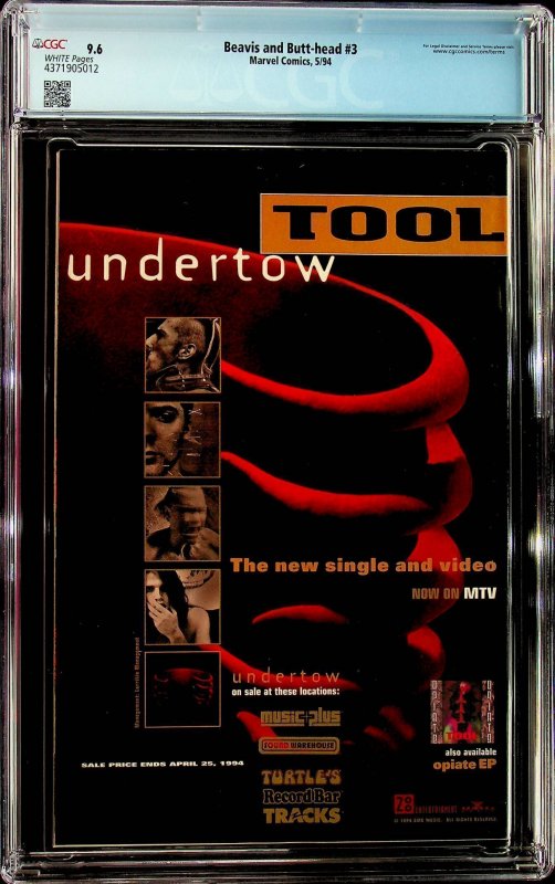 Beavis & Butt-Head #3 - CGC 9.6 - Cert#4371905012