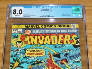 the Invaders #1 CGC 8.0 bronze age marvel comics - captain america - namor 1975
