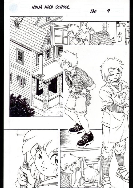 NINJA HIGH SCHOOL #130 PG 9-ORIGINAL ART-BEN DUNN-ANIME-COMIC BOOK