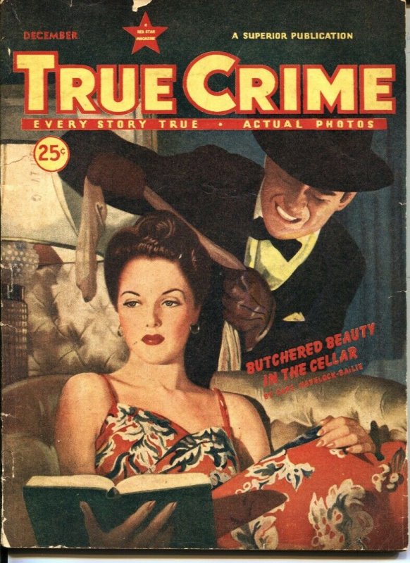 TRUE CRIME-DEC 1945-SILK STOCKING STRANGULATION-JESSE JAMES GANG-PULP VIOLENCE