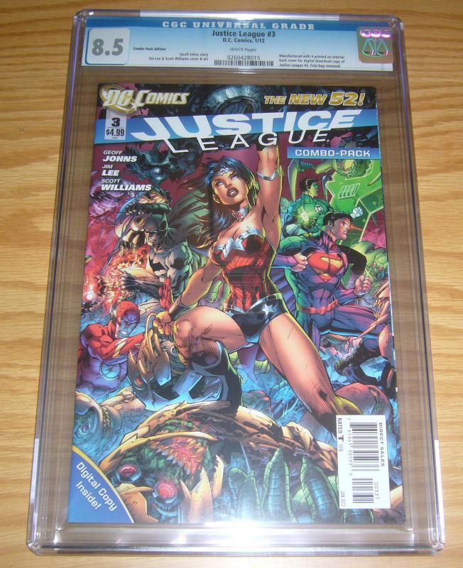 Justice League #3 CGC 8.5 combo-pack variant - geoff johns - jim lee - dc new 52