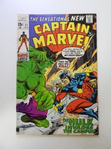 Captain Marvel #21 (1970) VG condition indentions back cover