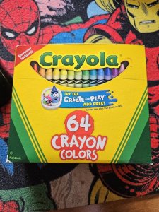 Crayola Crayons 52-0064 64 Count Built-In Sharpener and Avengers Coloring Book