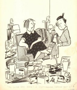 Kleptomaniac Horder Gag - 1955 Humorama 1950's art by Bo Brown