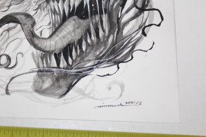 Original Comic Sketch Art Knull Venom Gorkem Demir 9.5x12 Marvel Spider-man