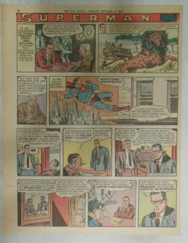 Superman Sunday Page #933 by Wayne Boring from 9/15/1957 Size ~11 x 15 inches