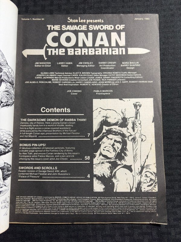 1983 SAVAGE SWORD OF CONAN Magazine #84 G/VG 3.0 Val Meyerick