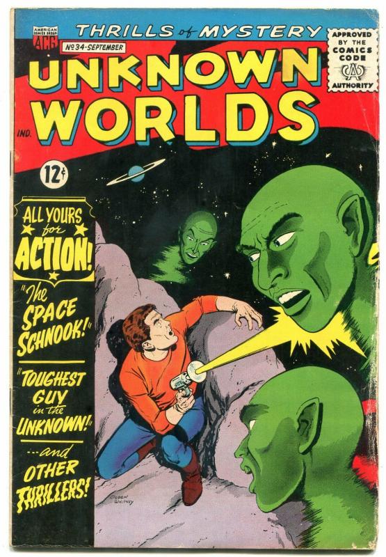Unknown Worlds #34 1964- ACG Silver Age- ray gun cover G