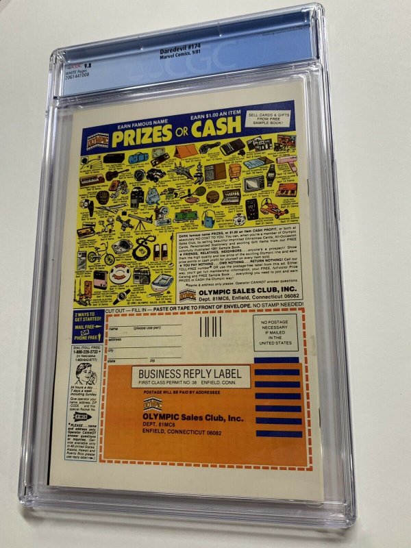 Daredevil 174 Cgc 9.8 White Pages 1st Hand Marvel Frank Miller 2061441008