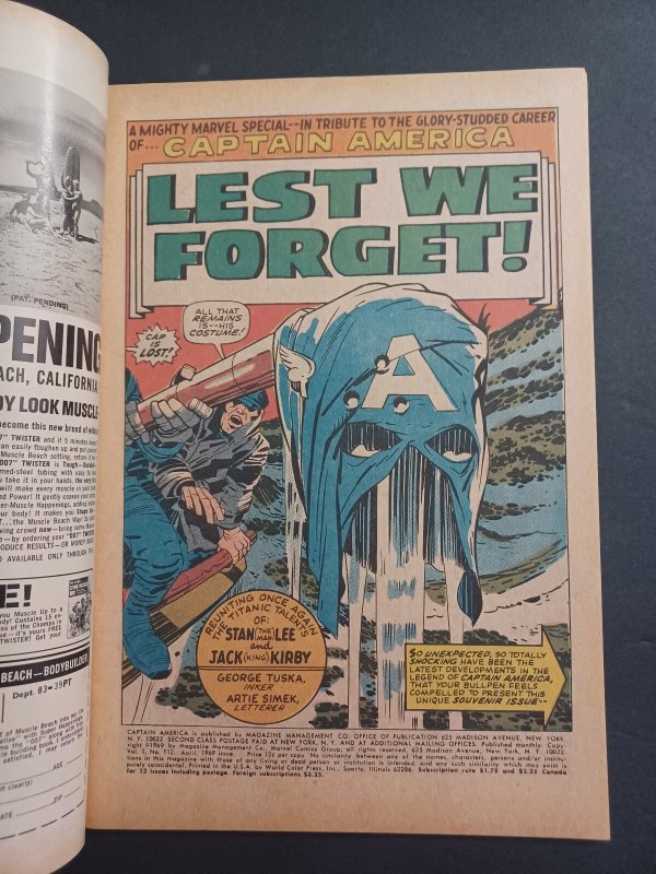 Captain America #112 -  Stan Lee - Jack Kirby - 1969 - VF