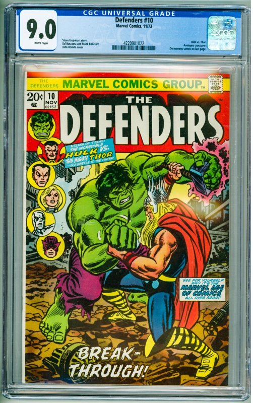 The Defenders #10 (1973) CGC 9.0!