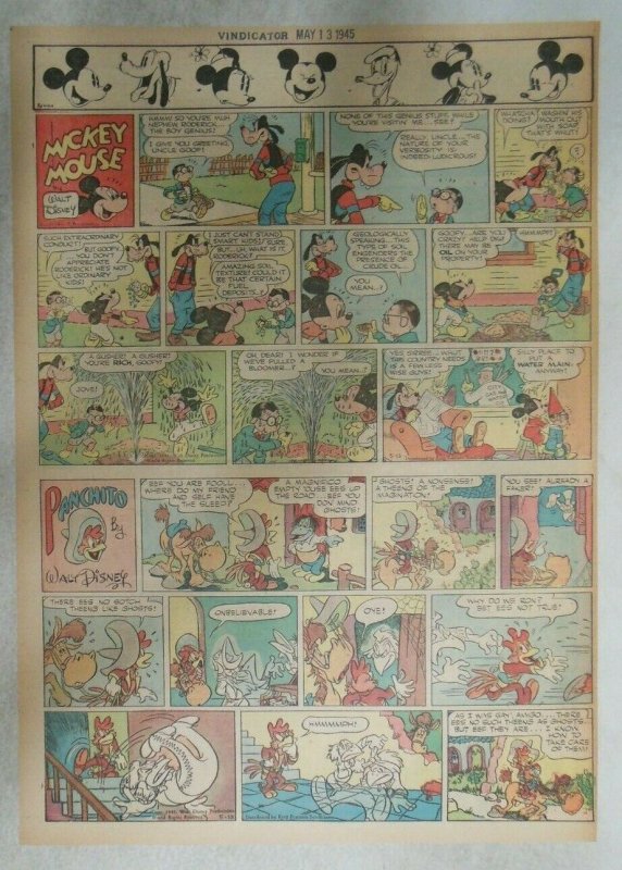 Mickey Mouse Sunday Page by Walt Disney from 5/13/1945 Tabloid Page Size