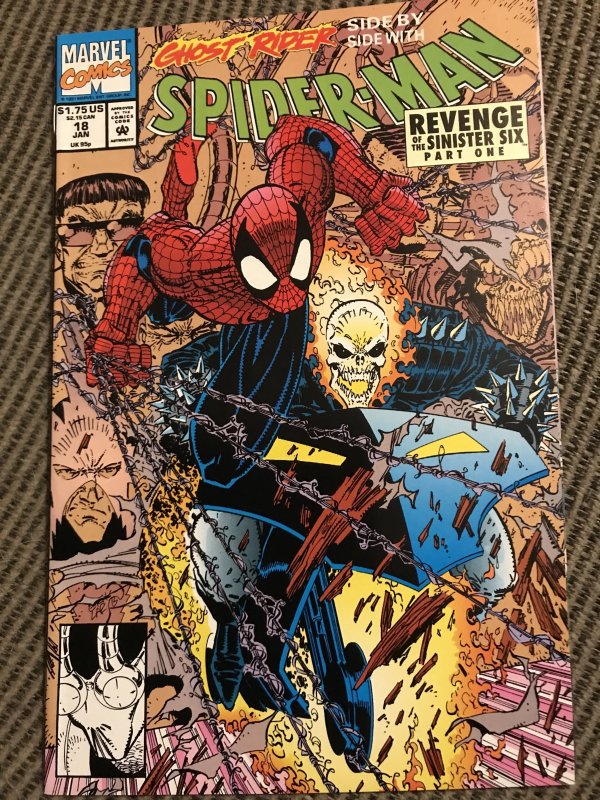 Spider-Man #18 : Marvel 1/92 NM-; Erik Larsen art & story, Ghost Rider x-over