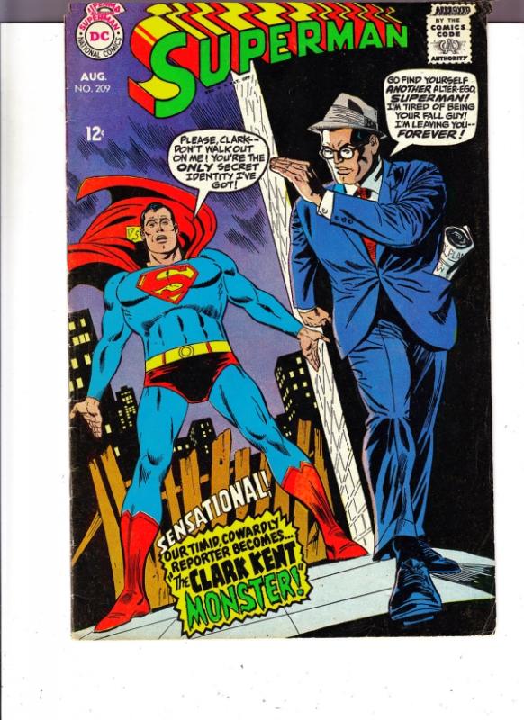 Superman #209 (Aug-68) VF High-Grade Superman, Jimmy Olsen,Lois Lane, Lana La...