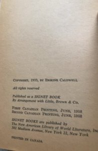 1958, God’s little acre, CALDWELL,1st can. Signet