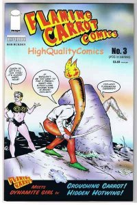 FLAMING CARROT #3, NM-, Signed Bob Burden, Ut, Dynamite Girl, 2005