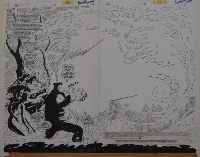 RON LIM / CHRIS IVY original art, SOVEREIGN SEVEN 30, Double Splash pgs #2-3