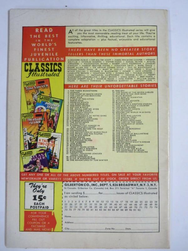 CLASSIC ILLUSTRATED #92 (VG+) MILES STANDISH (1ST Edition, HRO=92)Feb 1952 