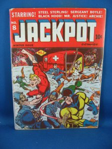 JACKPOT COMICS 8 VG+ NOVICK BONDAGE COVER WW 2 EARLY ARCHIE STORY 1942