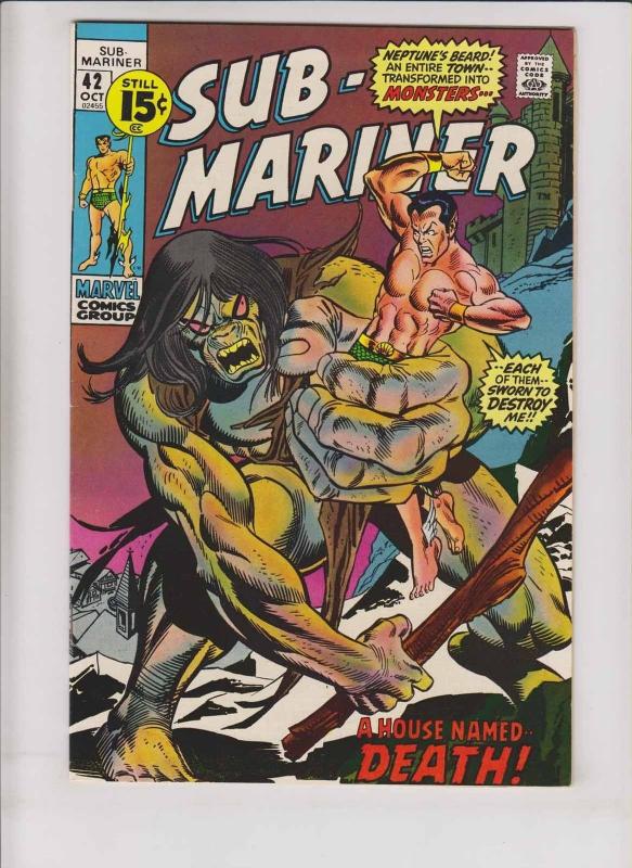 Sub-Mariner #42 VF- bronze age marvel comics - gerry conway - george tuska 1971