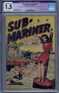 SUB-MARINER COMICS #24 CGC 1.5 3RD NAMORA TIMELY COMICS