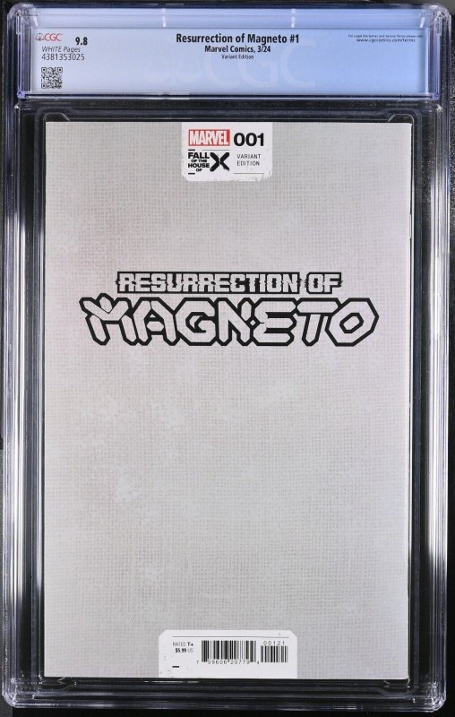 Resurrection of Magneto #1 CGC 9.8 JTC Negative Space Virgin Variant Marvel 2024