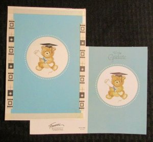 GRADUATION Cute Teddy Bear Cap Diploma 5.5x8 Greeting Card Art #4366 w/ 4 Cards