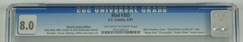 Mad Magazine #303 CGC 8.0 - RARE Hussein Asylum Edition - Home Alone - June 1991 