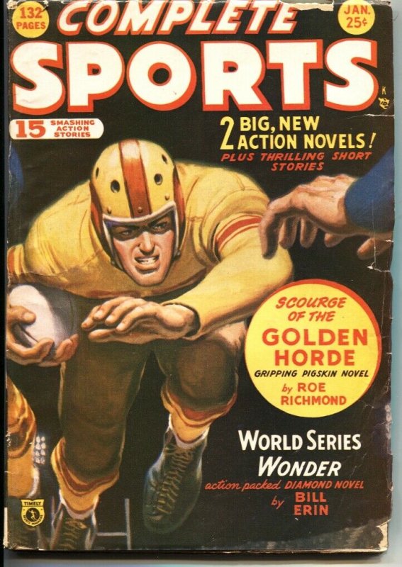 COMPLETE SPORTS-JAN 1950-PULP THRILLS-BASEBALL--GOLF-- FOOTBALL COVER ART