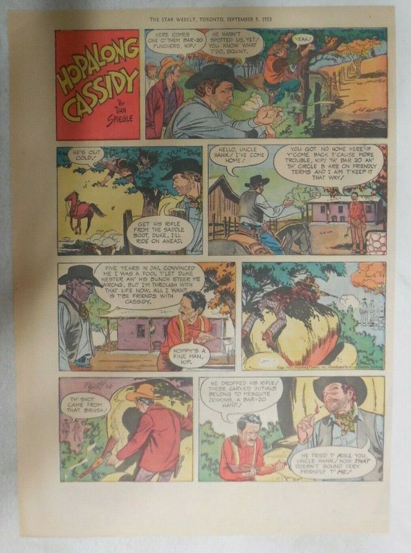 Hopalong Cassidy Sunday Page by Dan Spiegle from 9/6/1953 Size: 11 x 15 inches