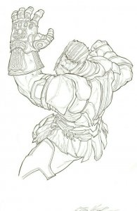 Thanos with GAUNTLET Original Art by Steve Kurth MARVEL INFINITY WAR DESTINY 