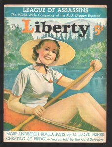 MAG: Liberty 8/8/1936-Pin-up girl cover by George Lapkin-League of Assassins-...