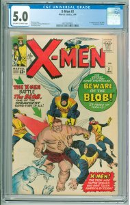 The X-Men #3 (1964) CGC 5.0! OWW Pages! 1st Appearance of the Blob!