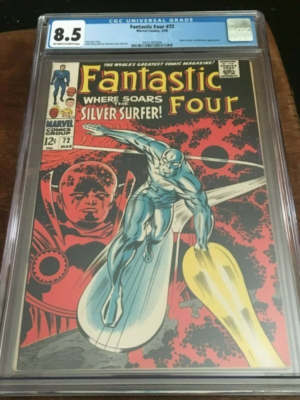 FANTASTIC FOUR 72 - CGC 8.5 - CLASSIC KIRBY SILVER SURFER COVER - SILVER AGE KEY