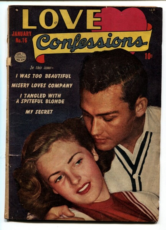 Love Confessions #16 comic book 1952- Golden Age Romance- Misery Loves Company