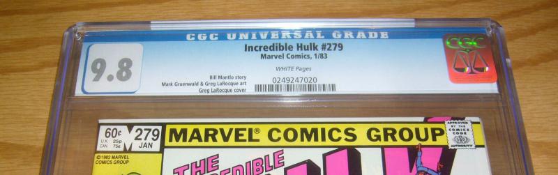 Incredible Hulk #279 CGC 9.8 3rd rocket raccoon - white pages - bill mantlo 1983