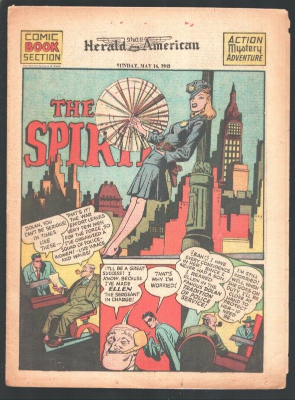 Spirit 5/16/1943-Will Eisner's famous masked detective- Lady Luck- Mr. Mystic... 