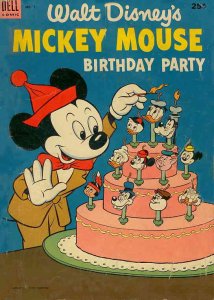 Mickey Mouse Birthday Party #1 GD ; Dell | low grade comic 1953 Cake Cover