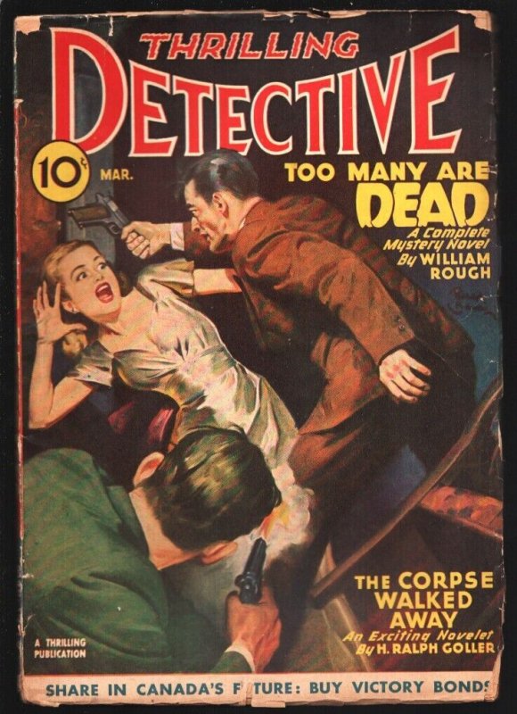 Thrilling Detective 3/1946-Woman pistol whipped on cover-Money Music-Homici...