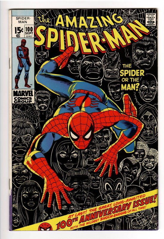 AMAZING SPIDERMAN 100 VF-7.5  inked.ANNIVERSARY ISSUE!