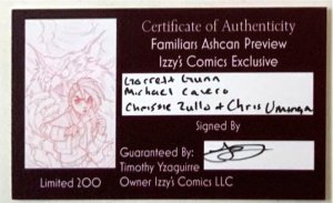 FAMILIARS ASHCAN PREVIEW SKETCH COVER GARRETT GUNN DIUBLE SIGNED W/COA.